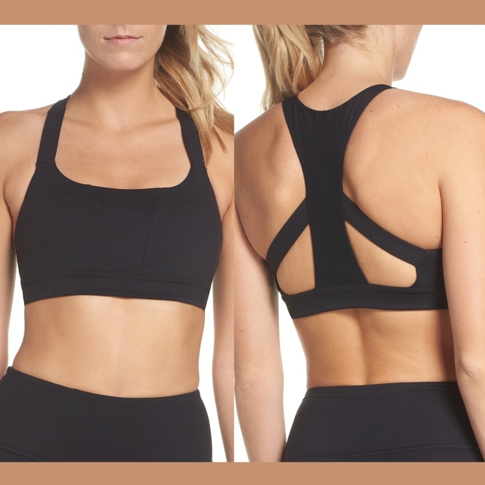 NEW Zella Dawn Criss Cross Padded Sports Bra Small Black in Small